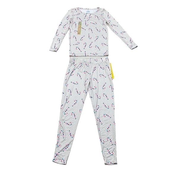Thereabouts Girls Christmas PJs Pajama & Sock Set NWT Candy Cane Grey Size 12 - Picture 1 of 14